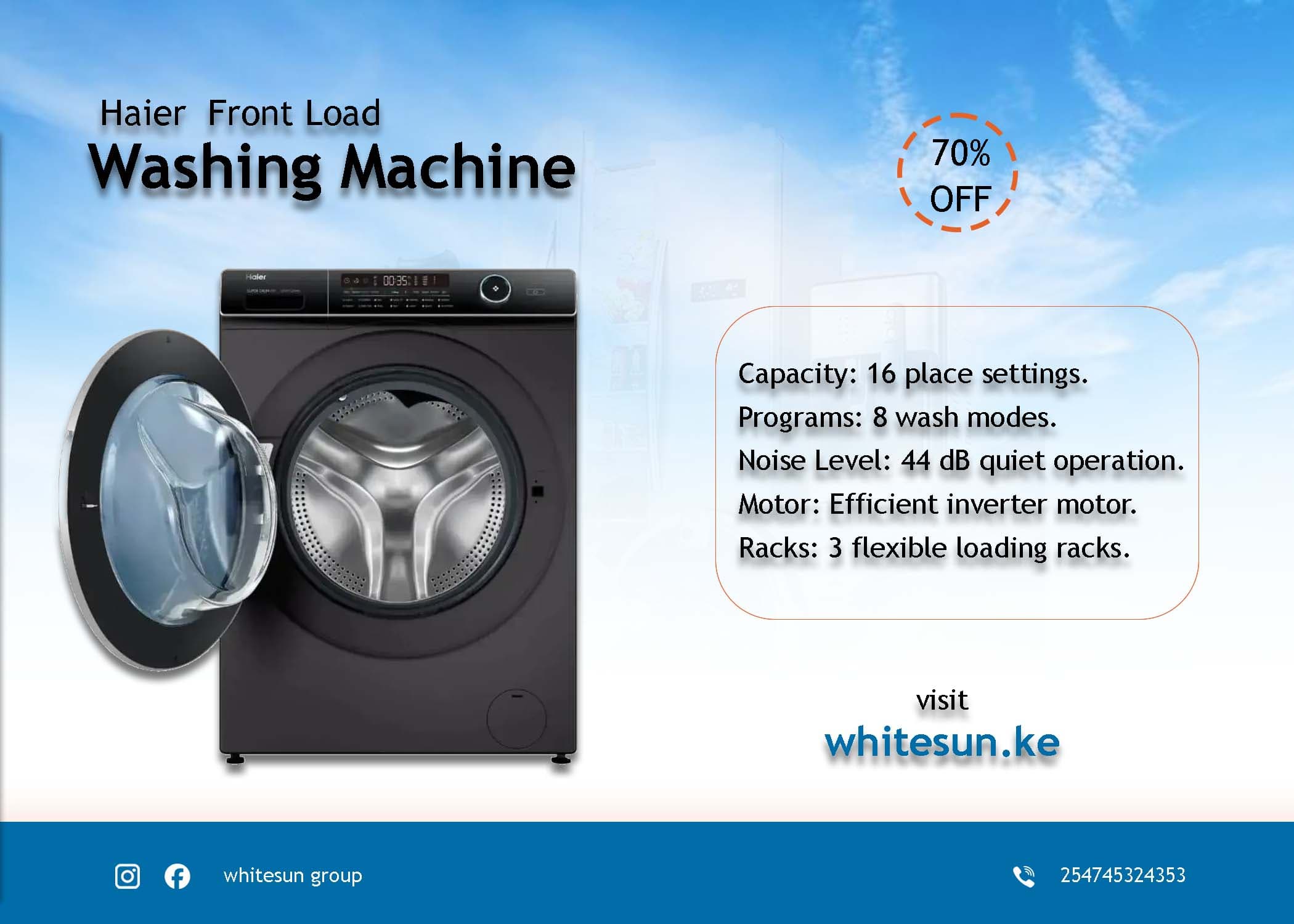 Haier 15/10kg Washer/Dryer Front Load Washing Machine – HWD150-BP14986ES8 Thumbnail 8