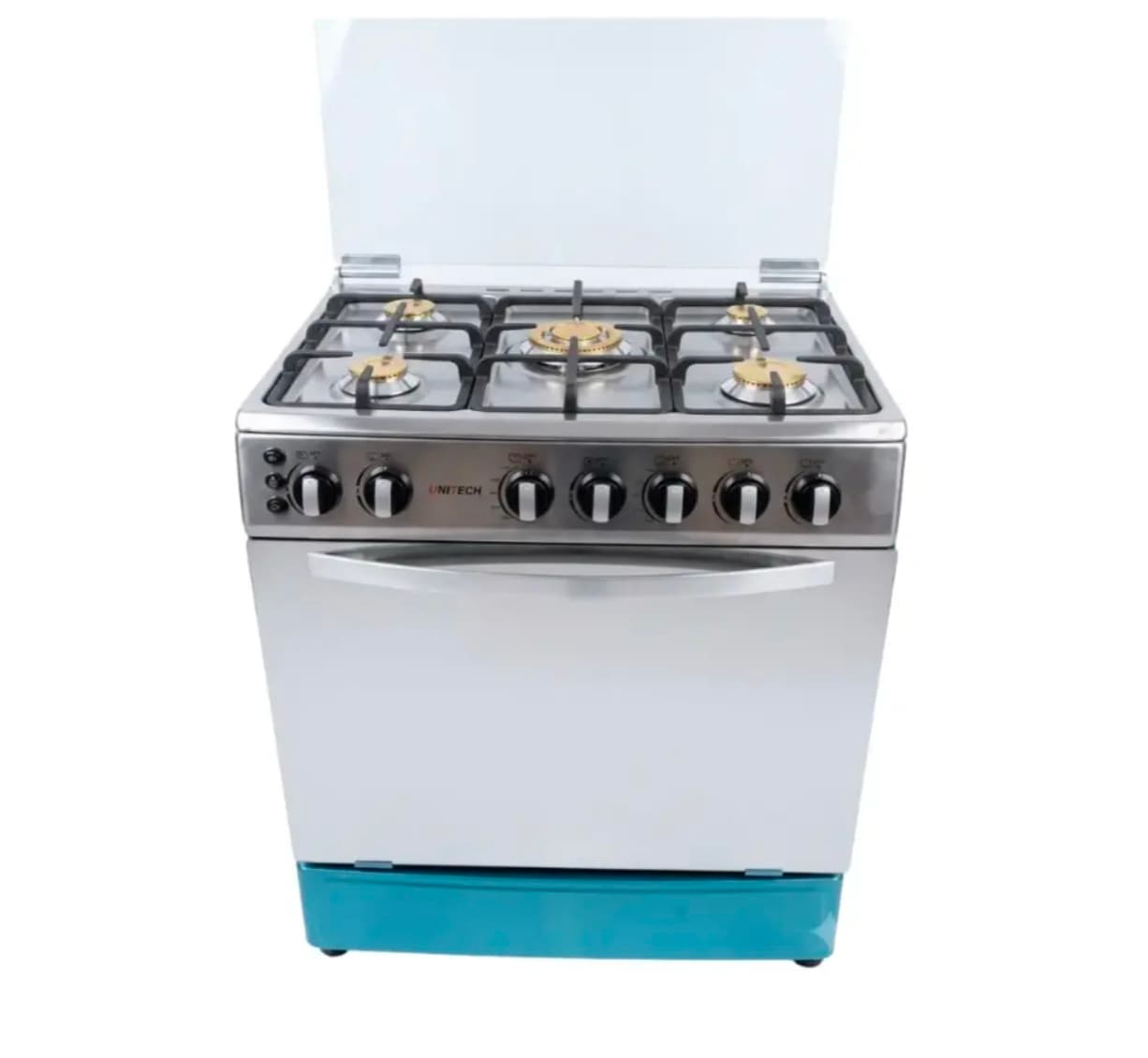 Unitech 60x90 5 Burner Freestanding Full Gas Cooker and Oven Stainless Steel Thumbnail 2